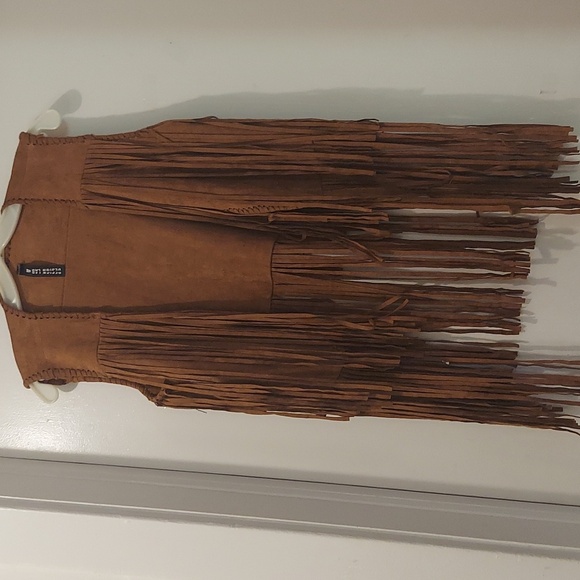 ÐESIGN LAB LORD and TAYLOR  Vintage Western vest  brown with fringe S/P - Picture 2 of 6